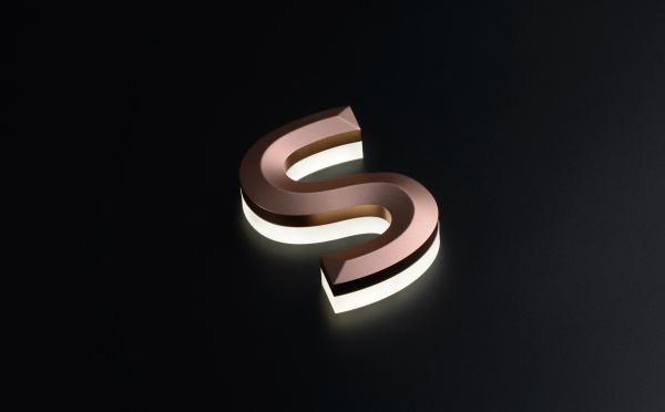 玫瑰金铝镁三维发光字